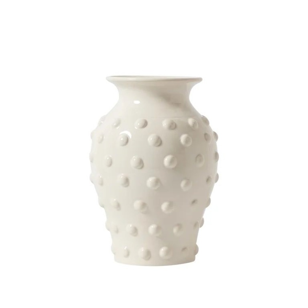 My Texas House 10" White Hobnail Ceramic Vase - New in Box